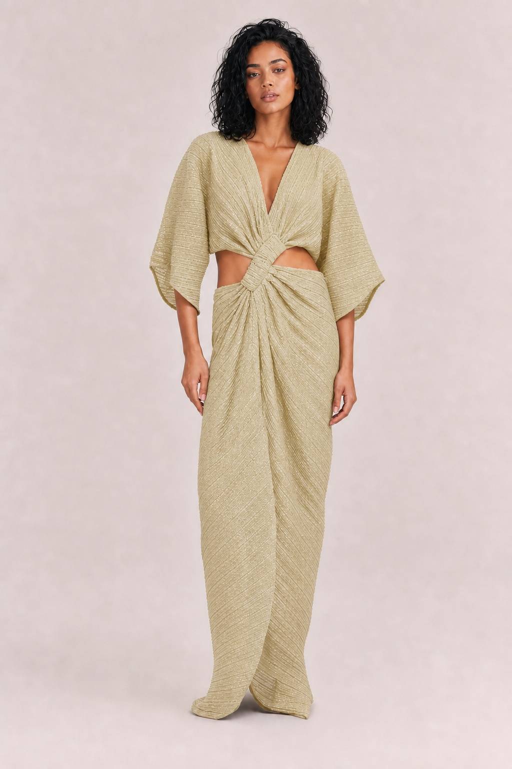 Sexy Twist-Front Cut-Out Maxi Dress