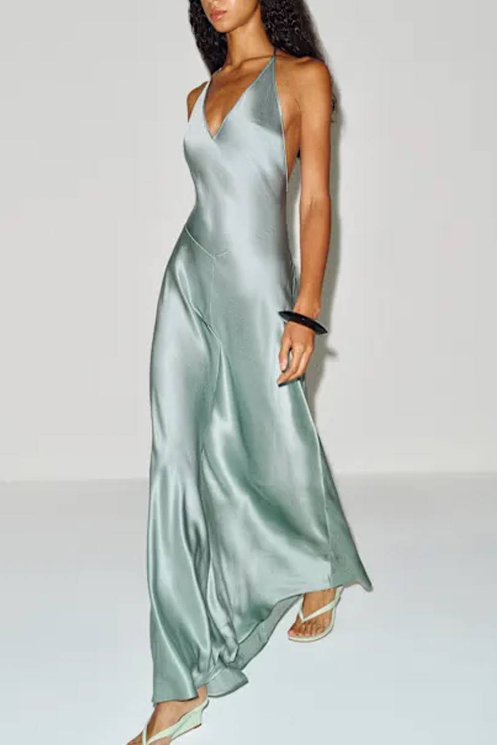 Sexy Halter Backless V-Neck Long Sling Dress