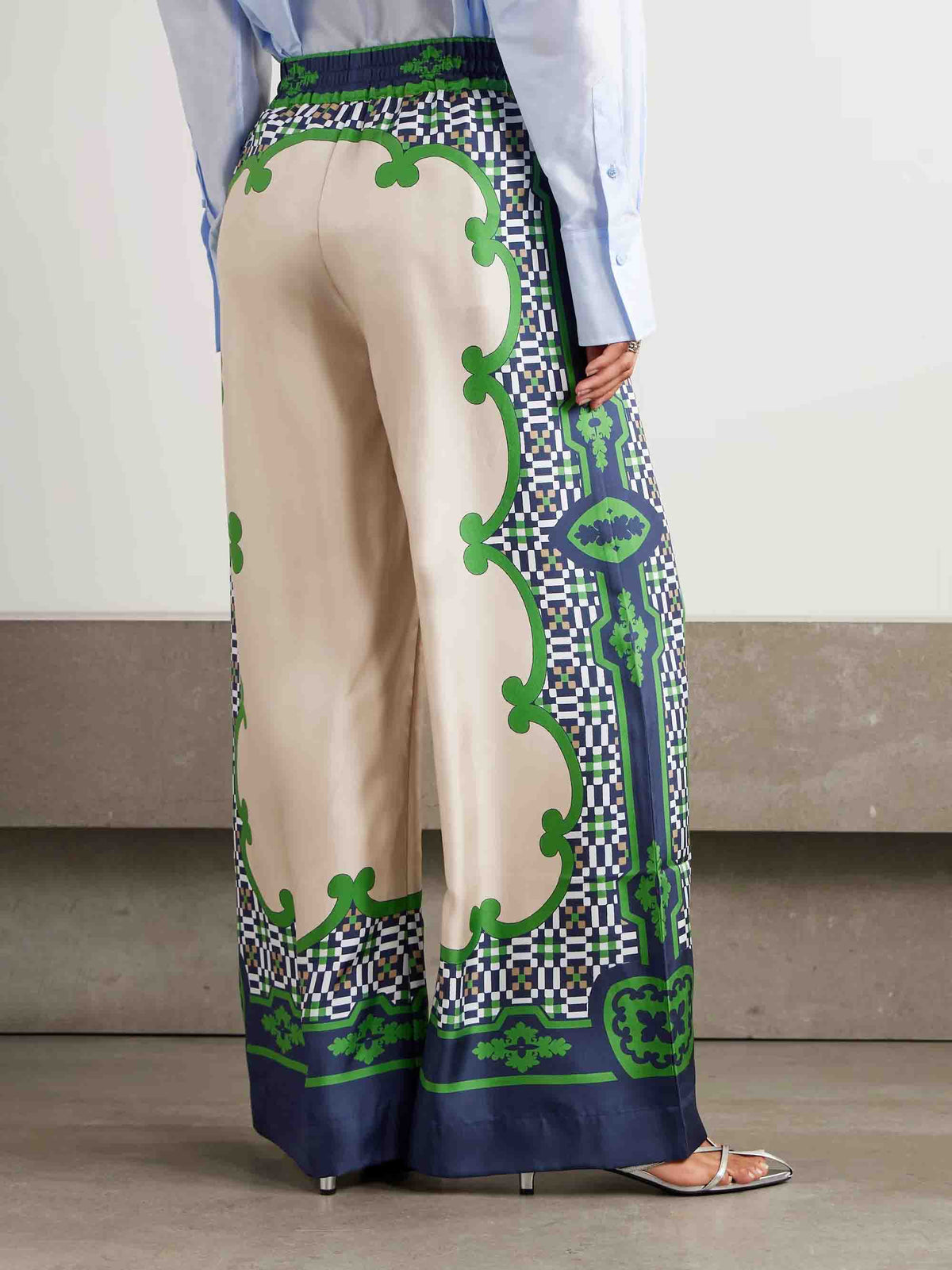 Unique Geometric Print Satin Two-piece Set