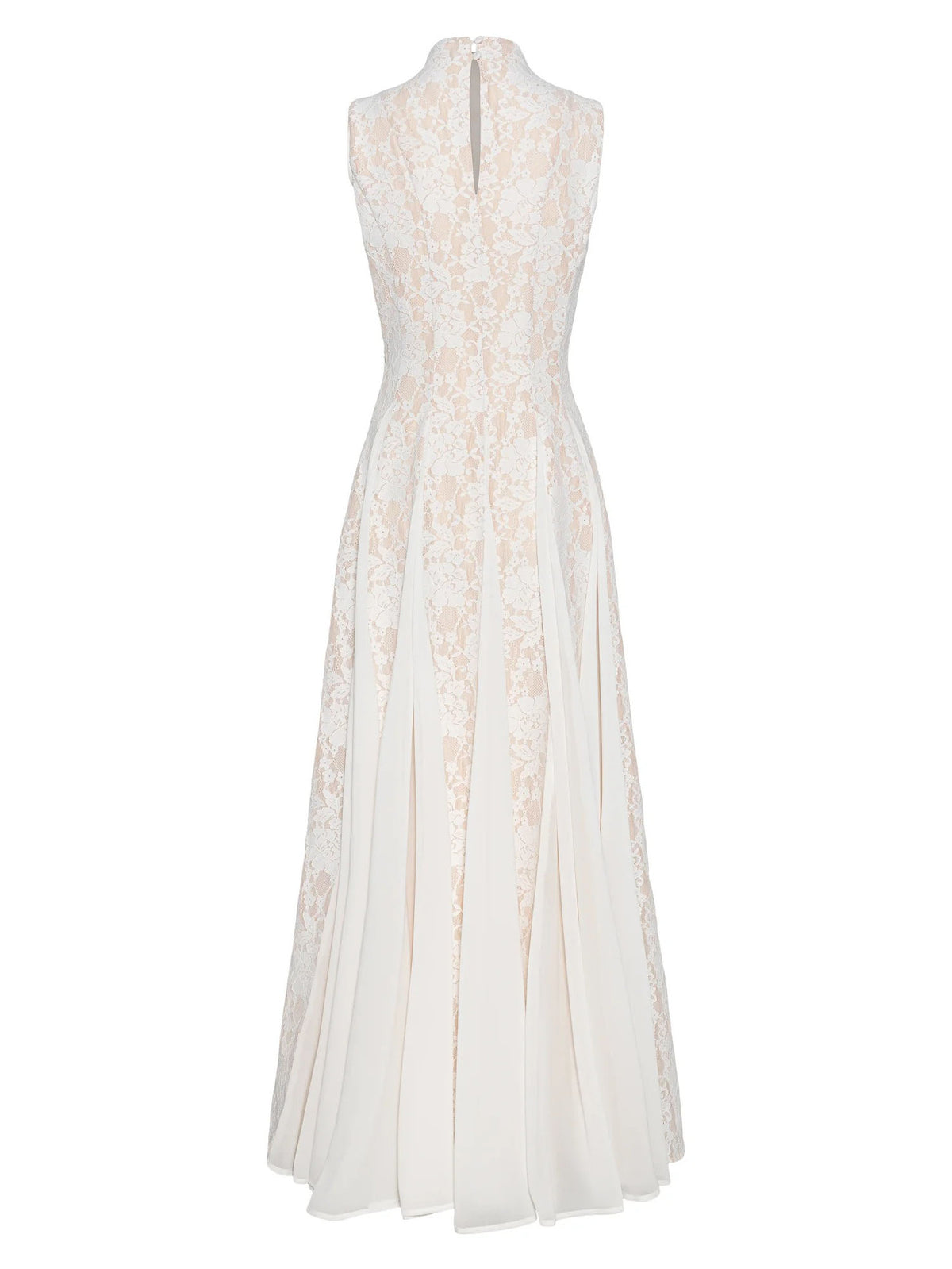 Elegant High Neck Lace Panel Maxi Dress