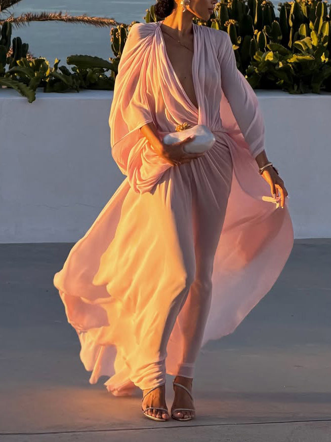 Elegant Flowy Chiffon Maxi Dress