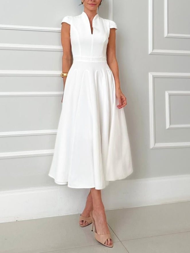 Classic Slim-Fit A-Line Midi Dress