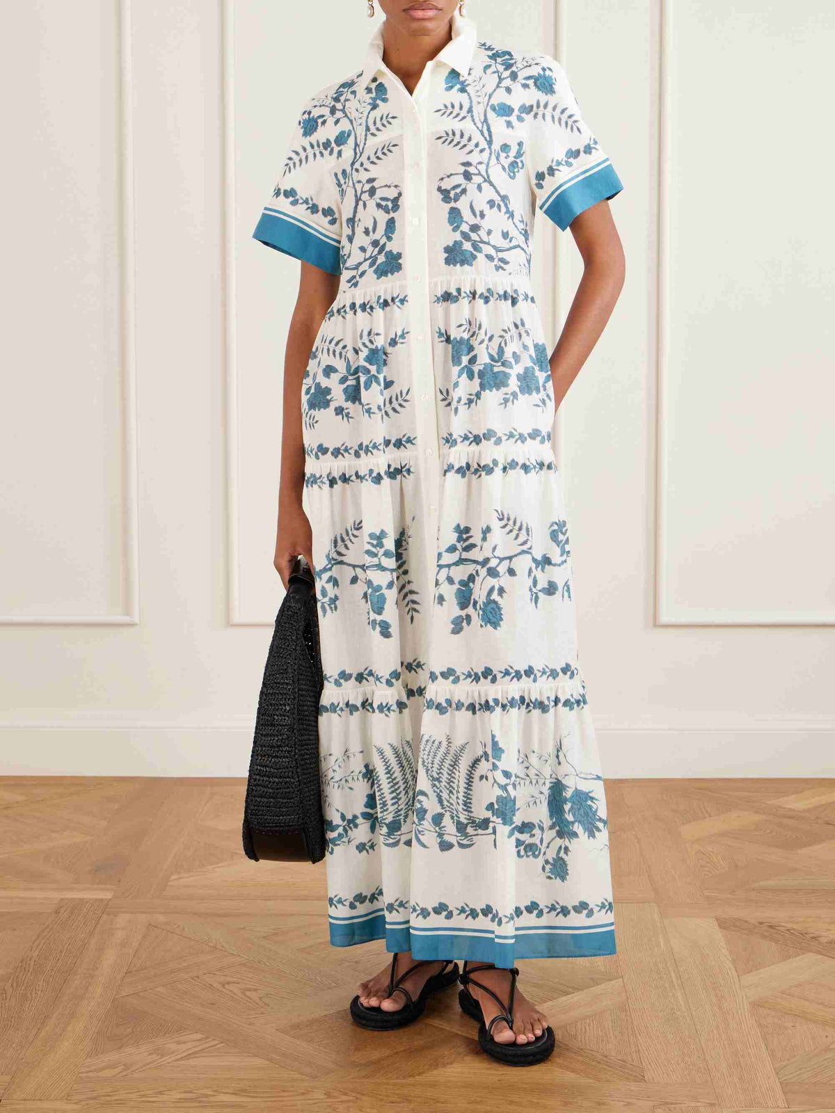 Casual Floral Print Tiered Maxi Dress