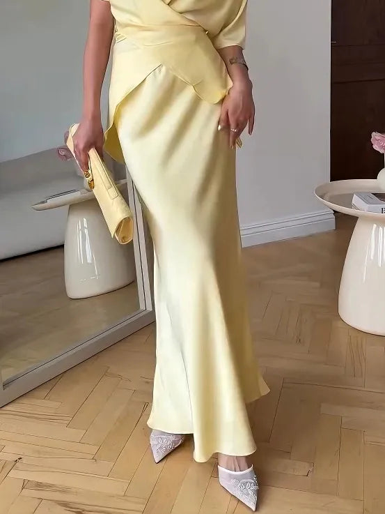 Elegant Draped Asymmetric Satin Shirt