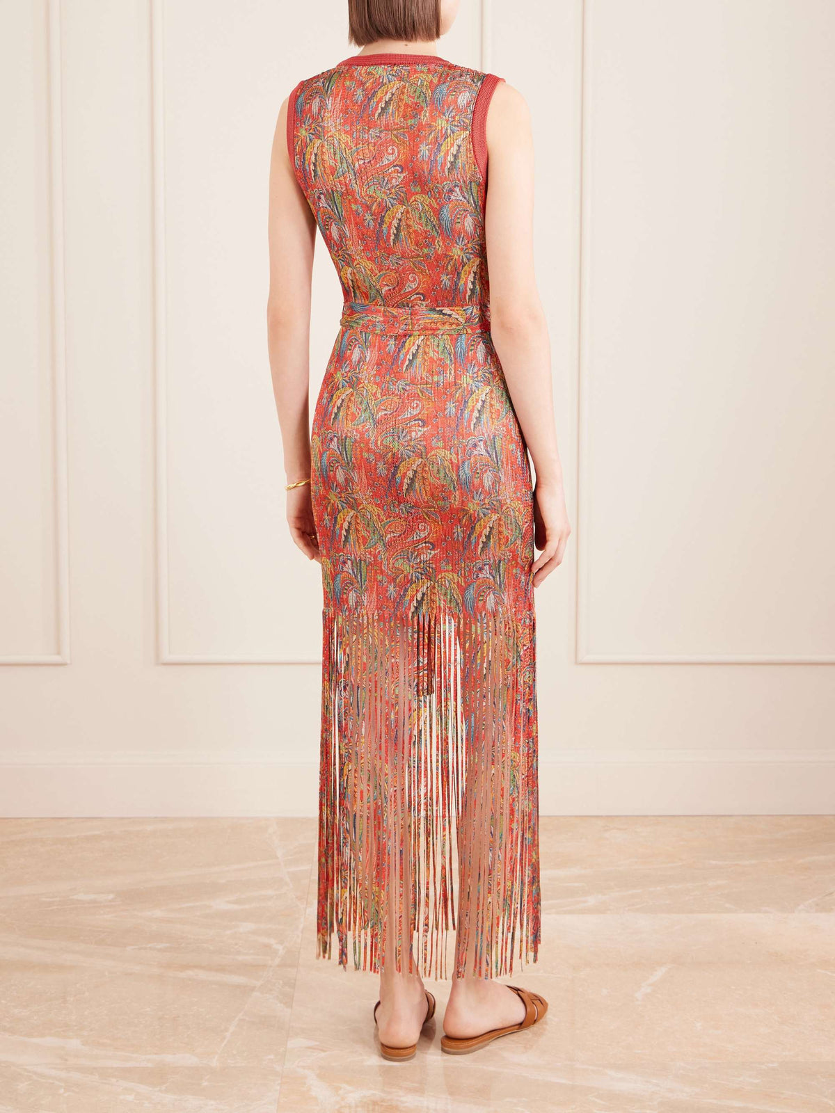 Retro Paisley Fringe Maxi Dress