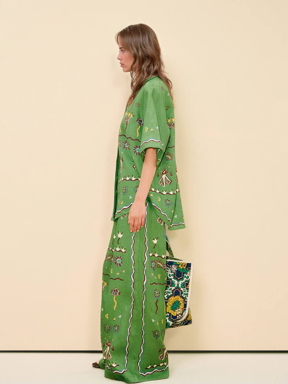 Unique Casual Sun Dancer Print Loose Button-Down Shirt
