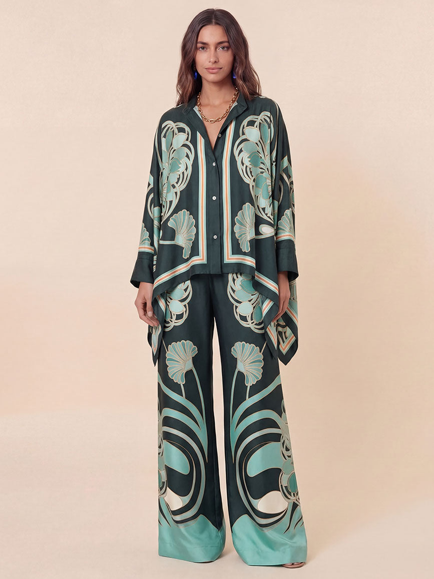 Elegant Abstract Print High-Waist Wide Leg Pants
