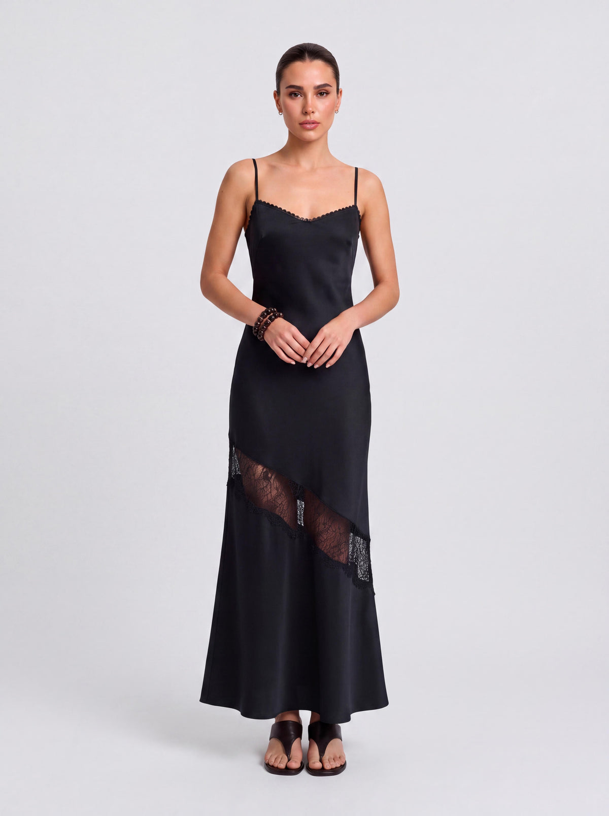 Satin Cutout See-Through Slip Dress