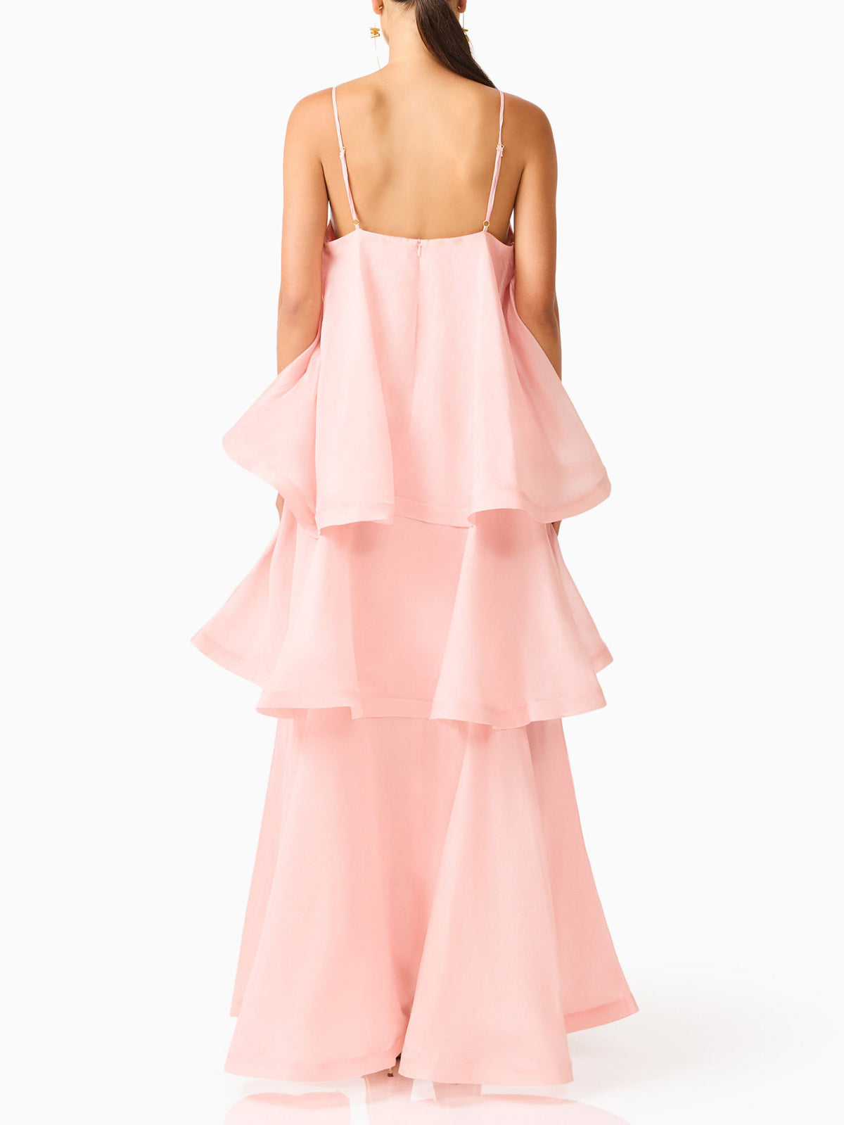 Elegant 3D Floral Applique Tiered Gown Maxi Dress