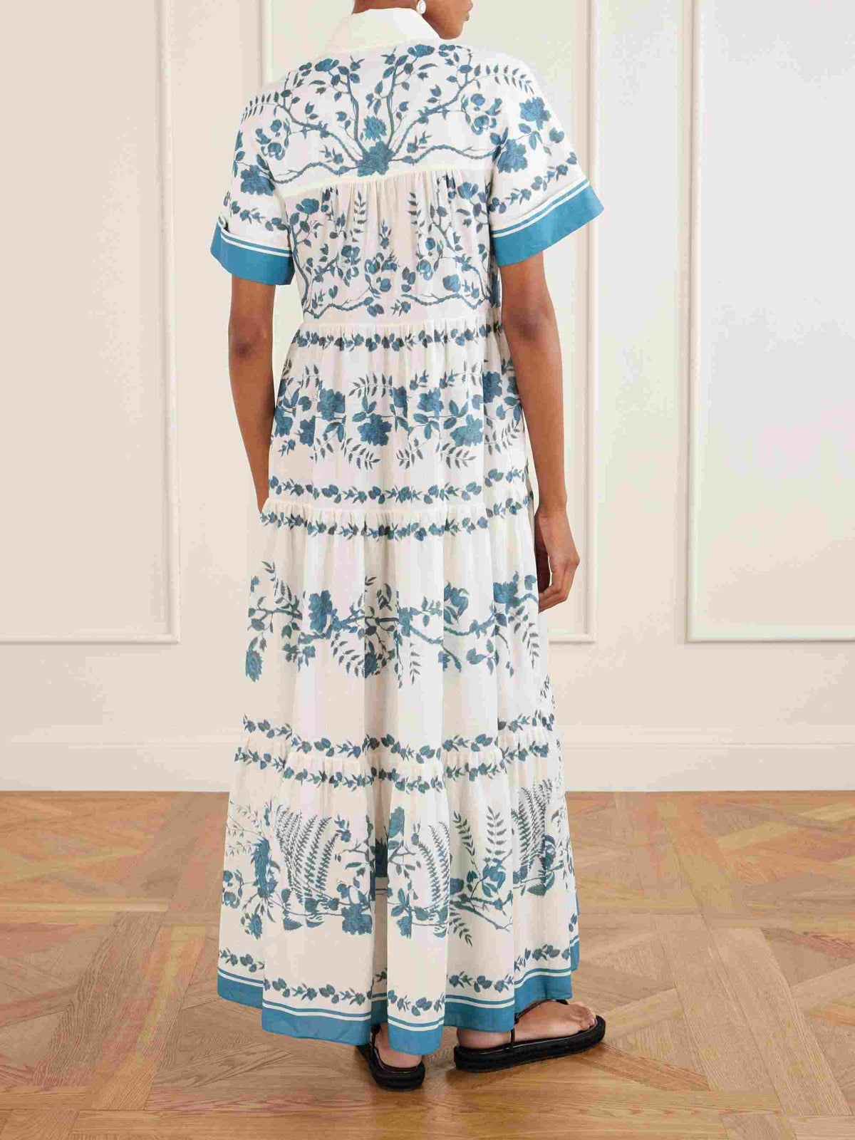 Casual Floral Print Tiered Maxi Dress