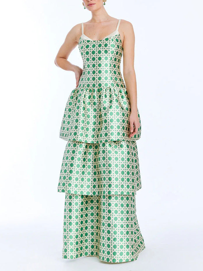 Unique Layered Satin Maxi Dress
