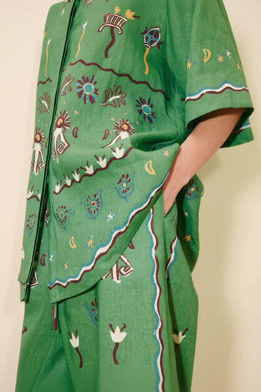 Unique Casual Sun Dancer Print Loose Button-Down Shirt