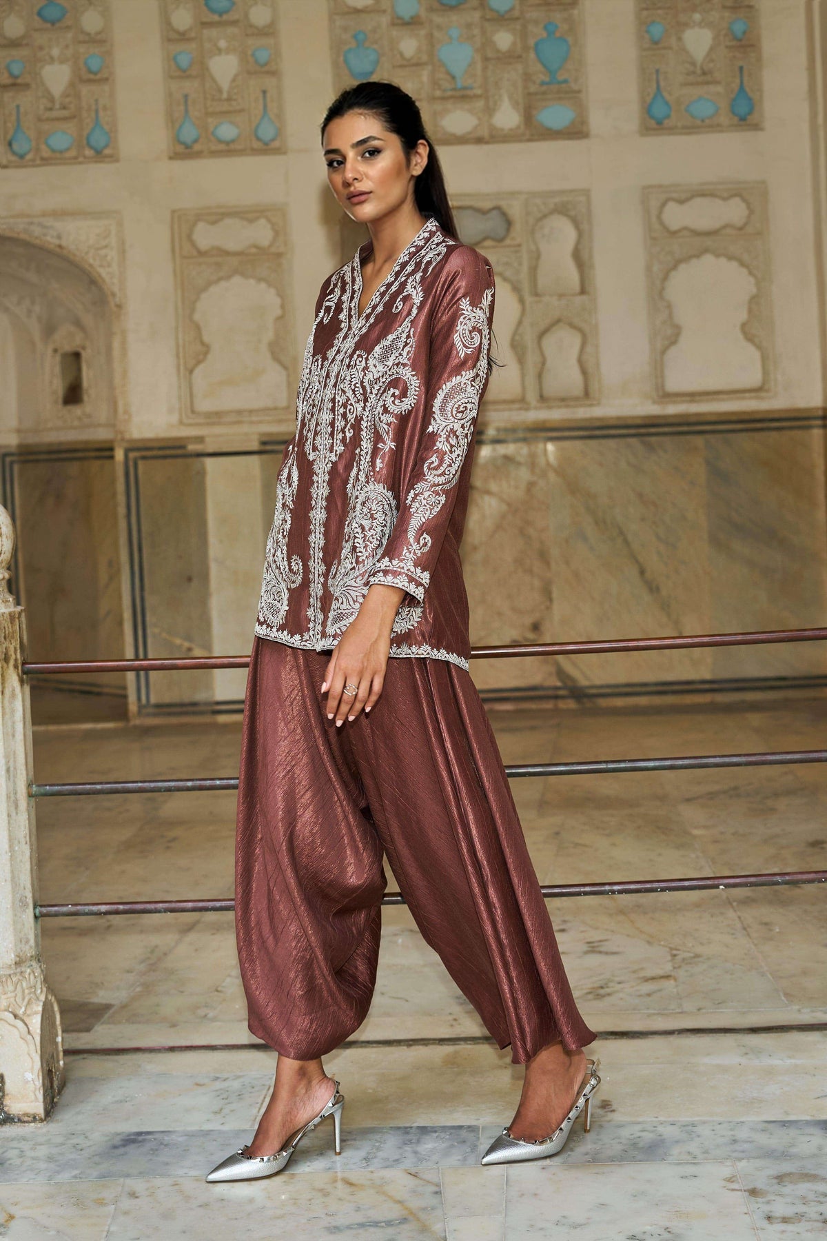 Unique Paisley Pattern V-Neck Loose Top