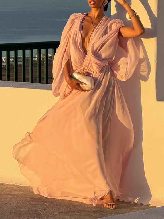 Elegant Flowy Chiffon Maxi Dress