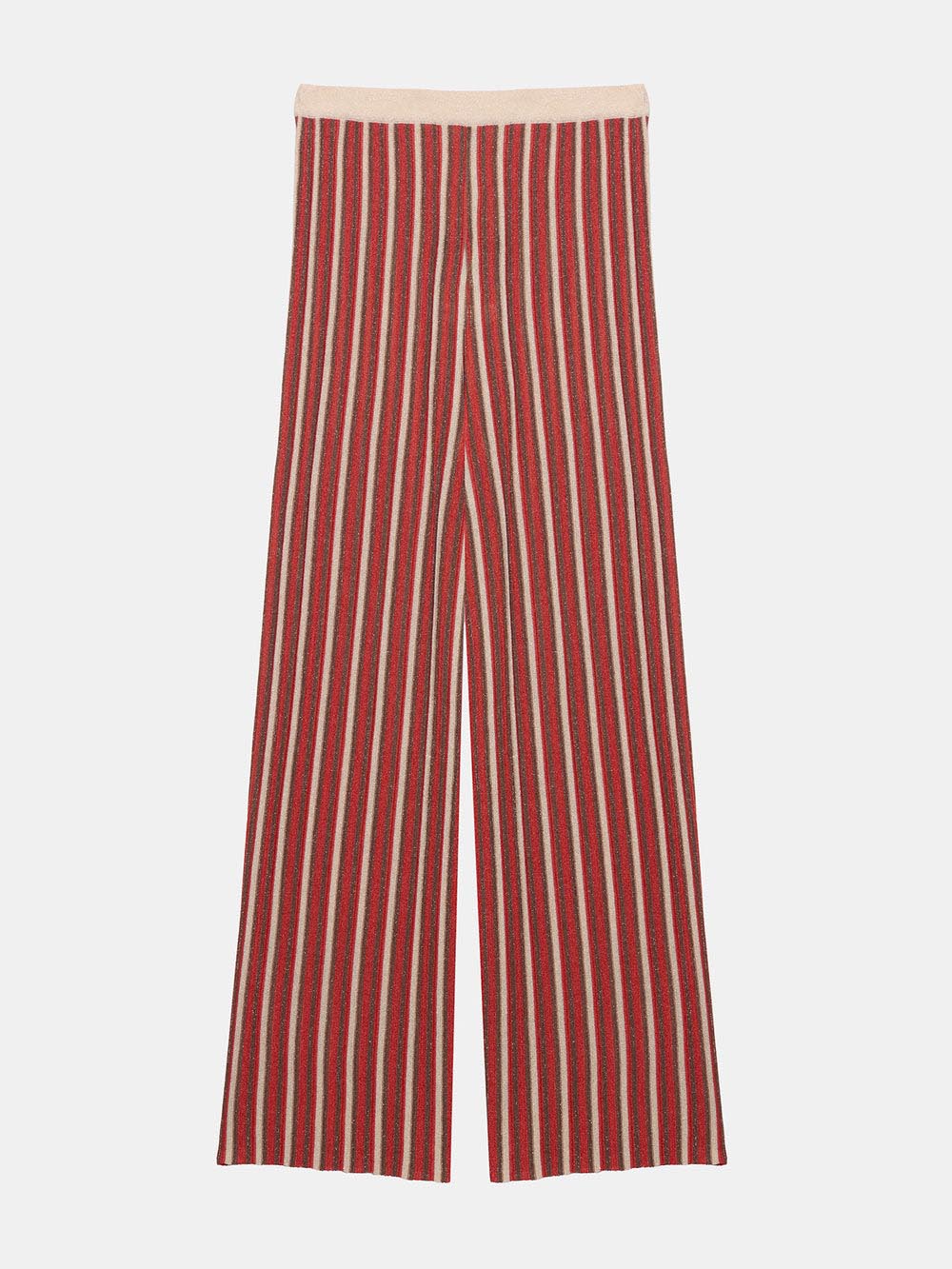 Casual Sleeveless Button-Up Vest Striped Knit Two-Piece Set