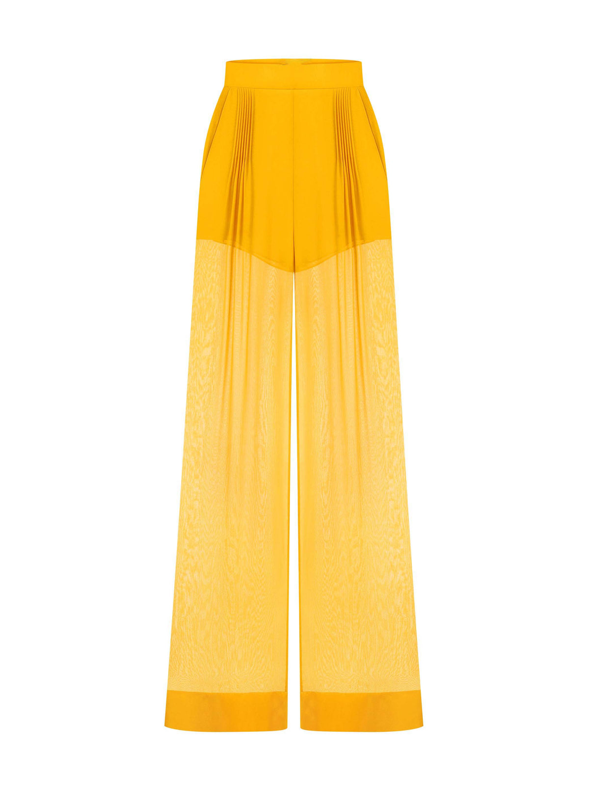 Elegant Draped Chiffon Shirt & Wide Leg Pants Two-Piece Set