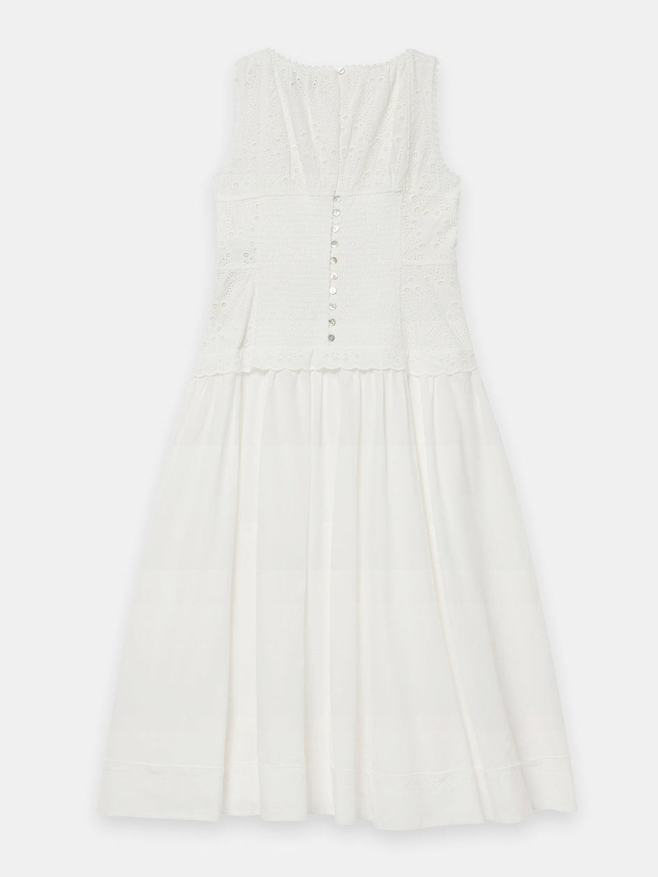 Elegant Sleeveless Lace Panel Midi Dress