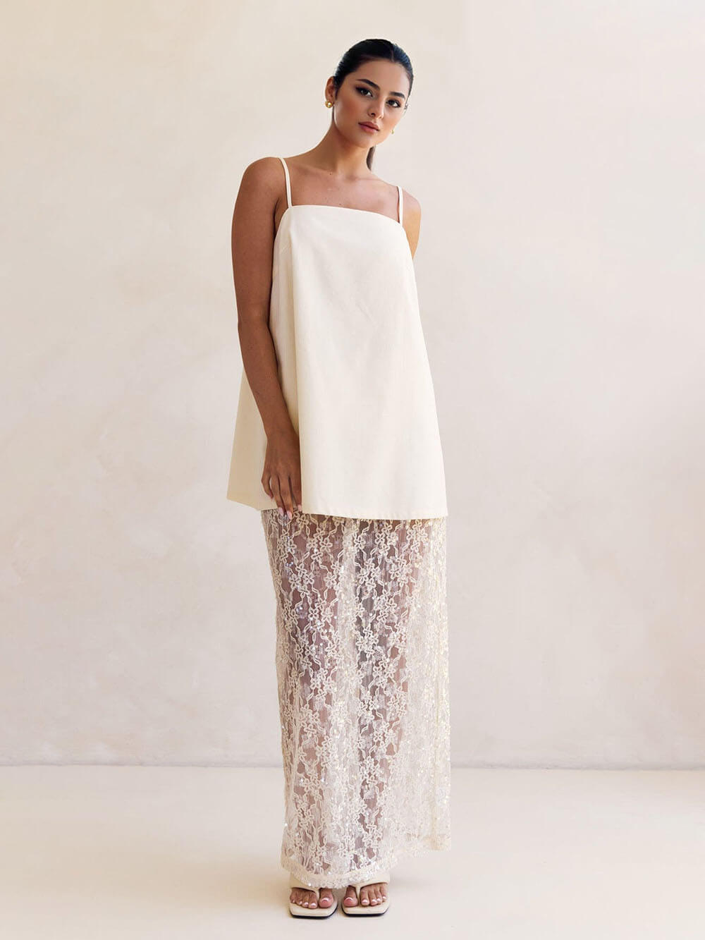Elegant Off-Shoulder Adjustable Strap Straight-Hem A-Line Top