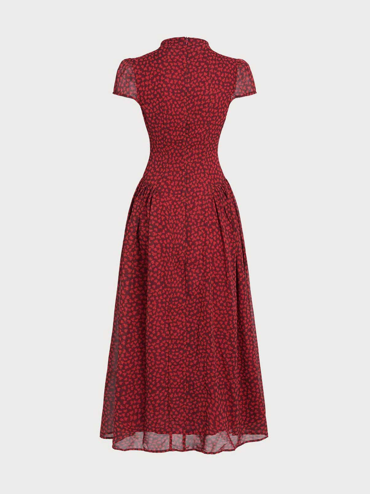 Retro Floral Pleated Flowy Midi Dress