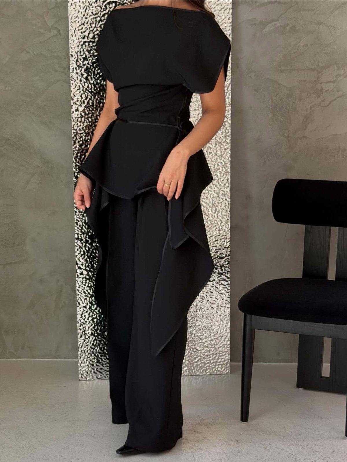 Asymmetrical Fringe Top And Pants Two-Piece Set