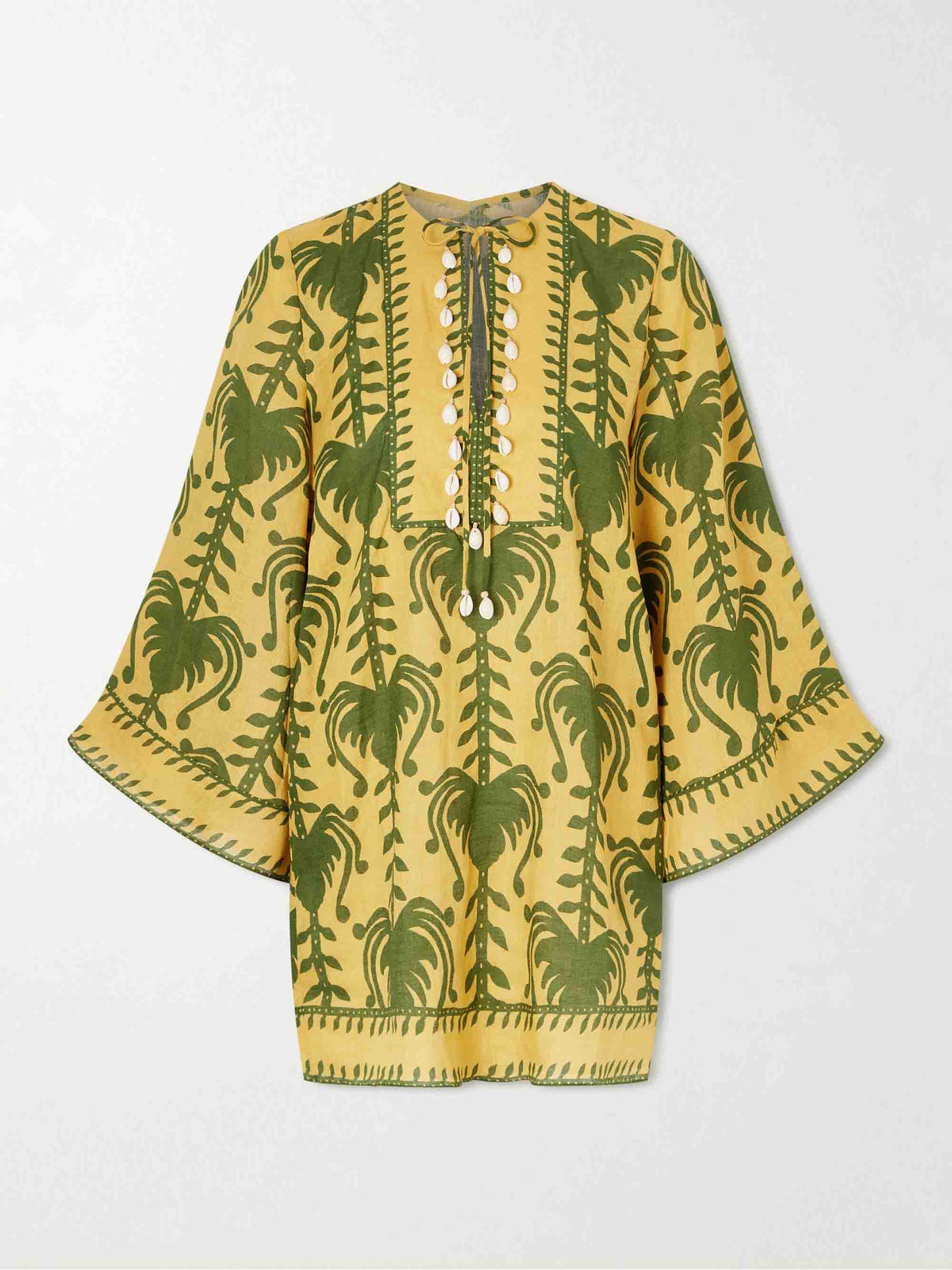 Casual Palm Tree Print Flare Sleeve Mini Dress