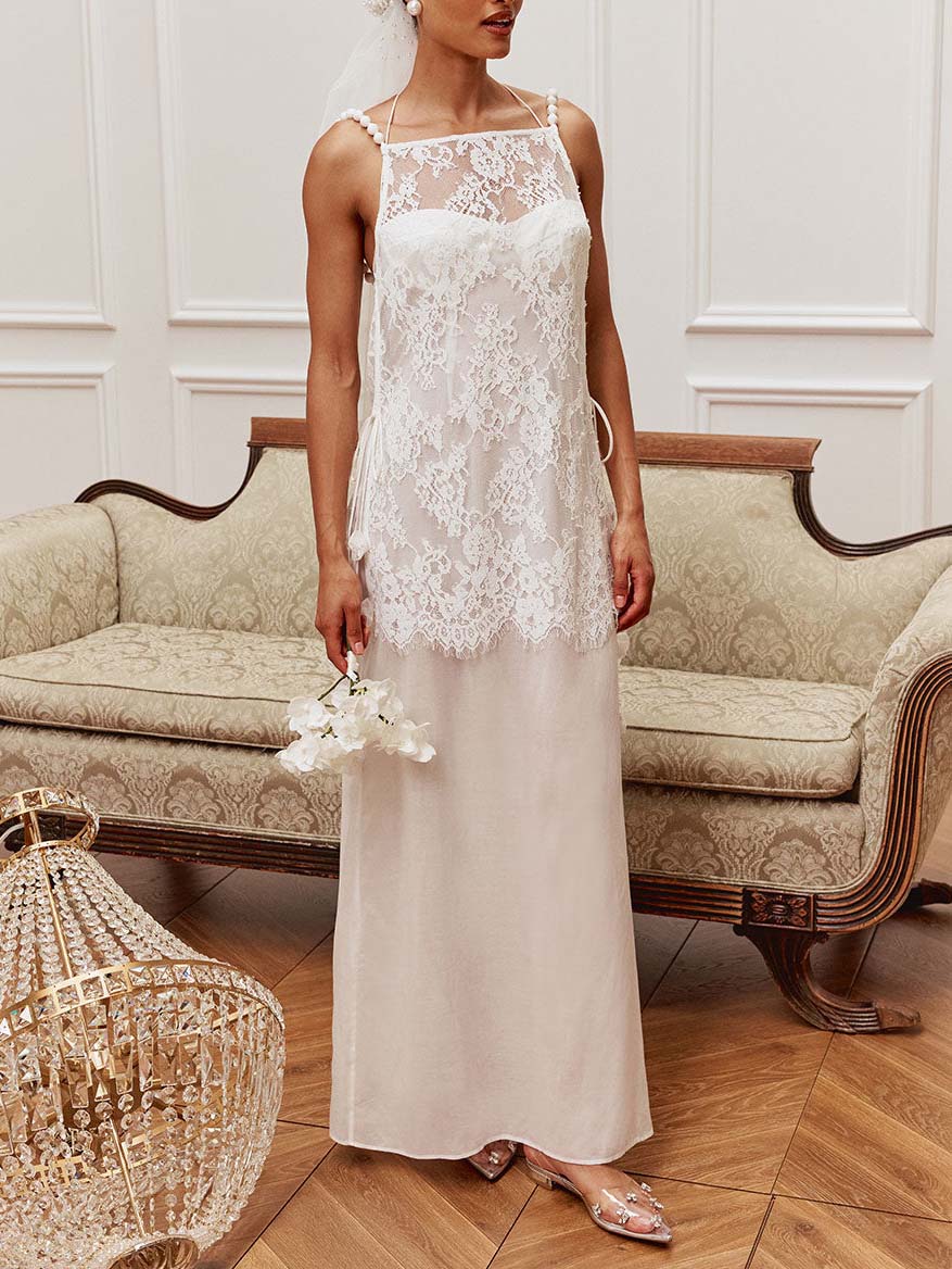 Elegant Lace Layered Overlay Maxi Dress