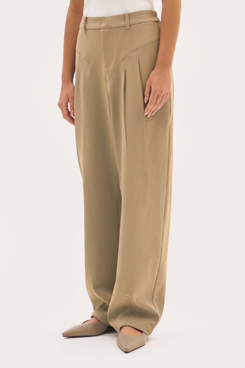 High Waist Pleated Wide‑Leg Suit Trousers