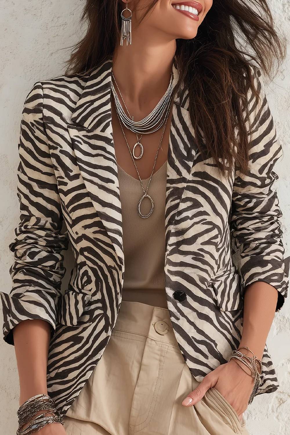 Vintage Zebra Print Lasel Blazer