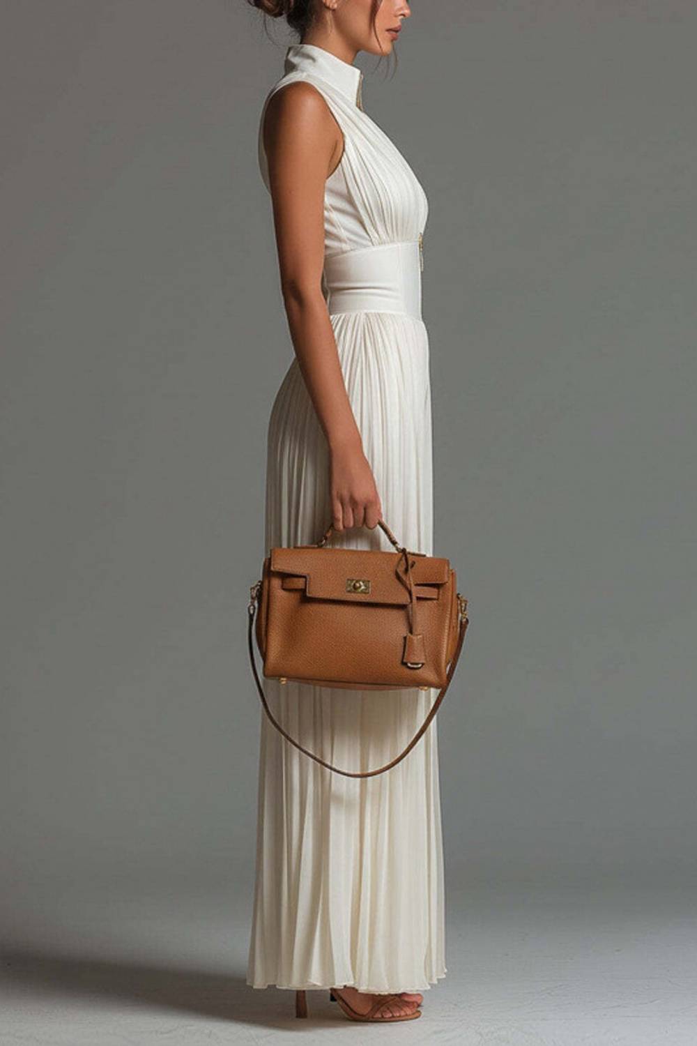 Sleeveless Wide-leg Jumpsuit With Stand Collar And Half Zipper