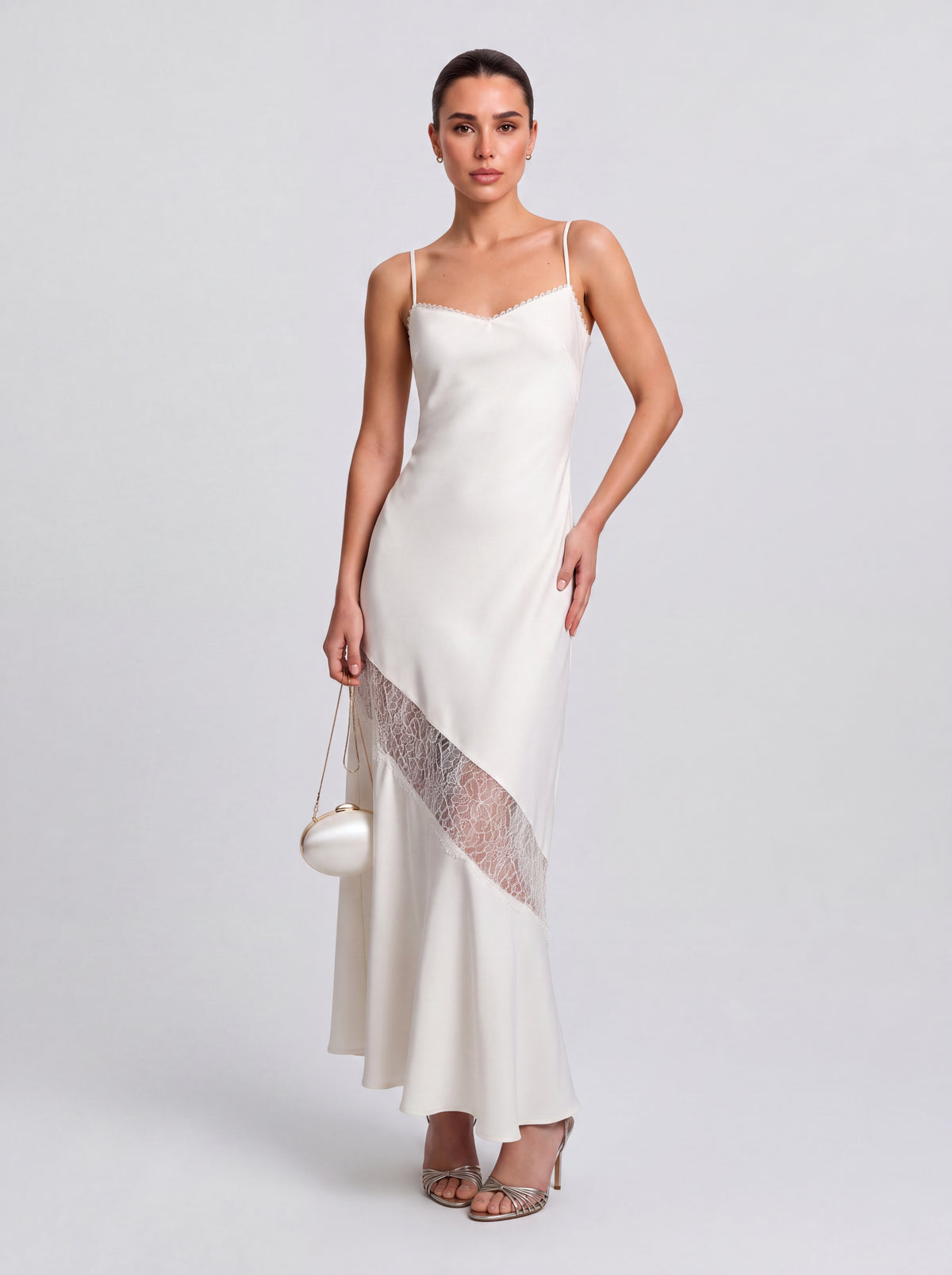 Satin Cutout See-Through Slip Dress