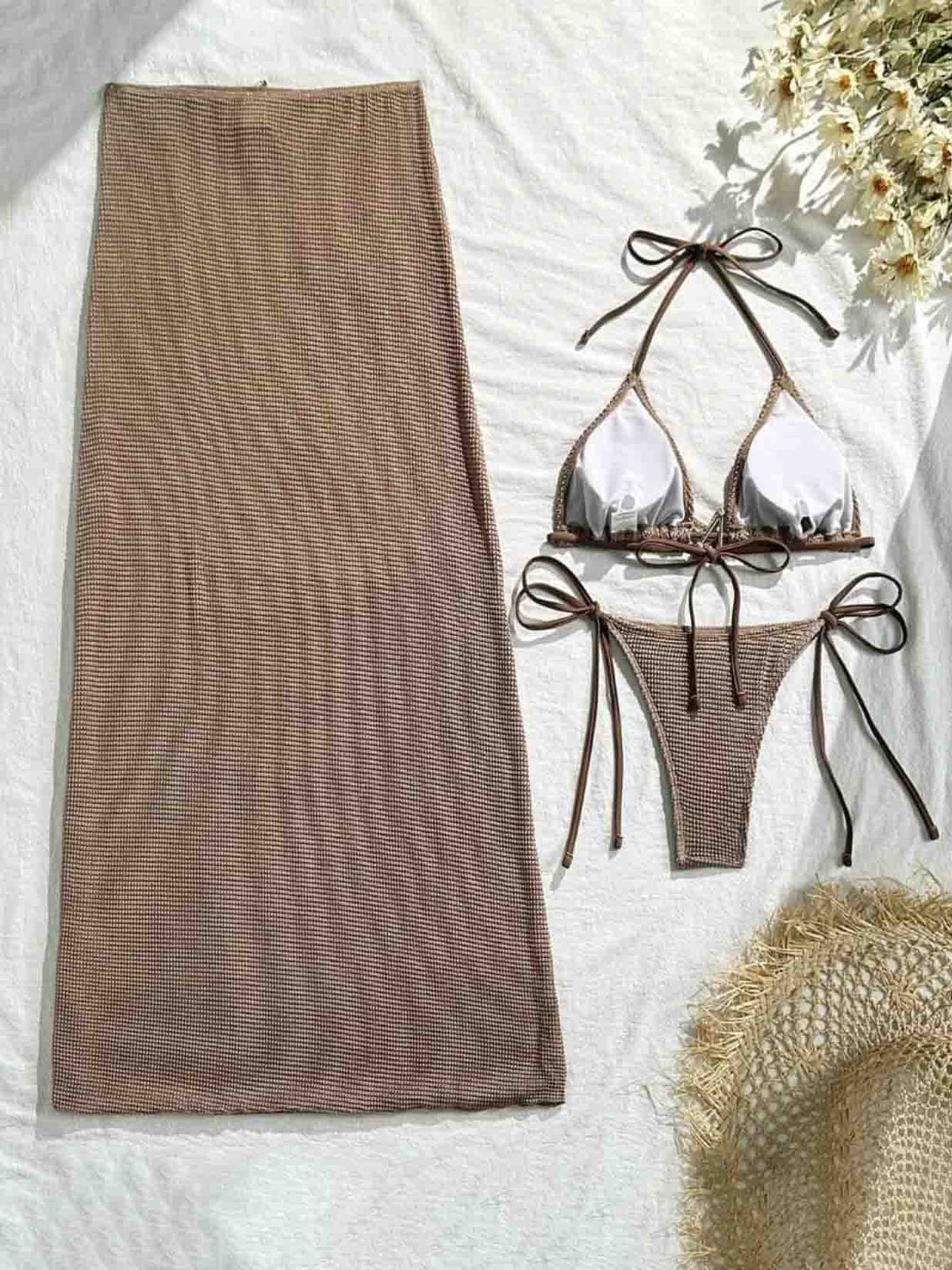 Halter Starfish Pendant Three-Piece Bikini Set