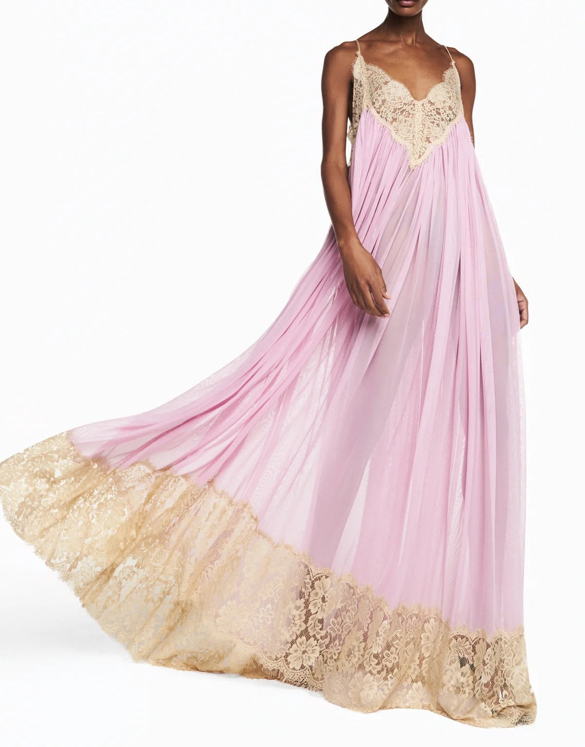 Lavender Lace Spaghetti Strap Maxi Dress / Dreamy Resort Evening Gown
