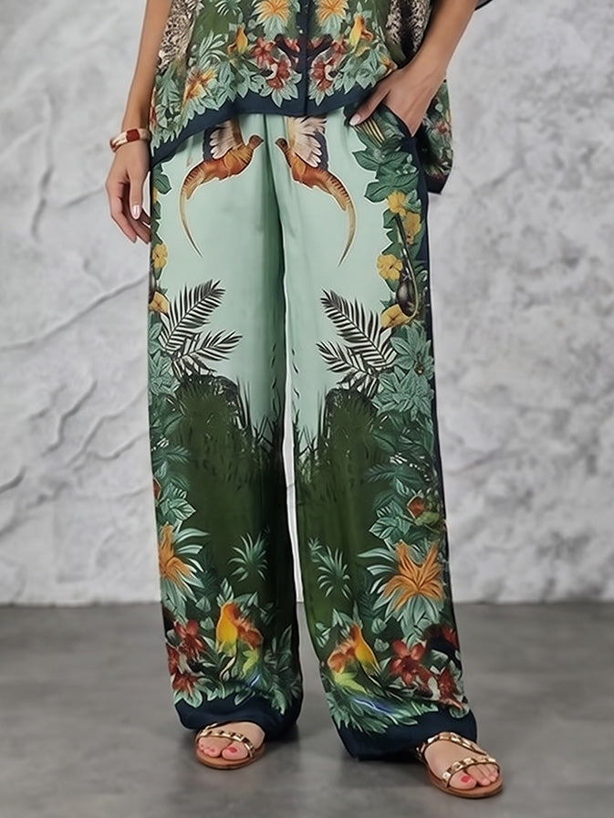 Exotic Jungle Print Batwing Sleeve Shirt