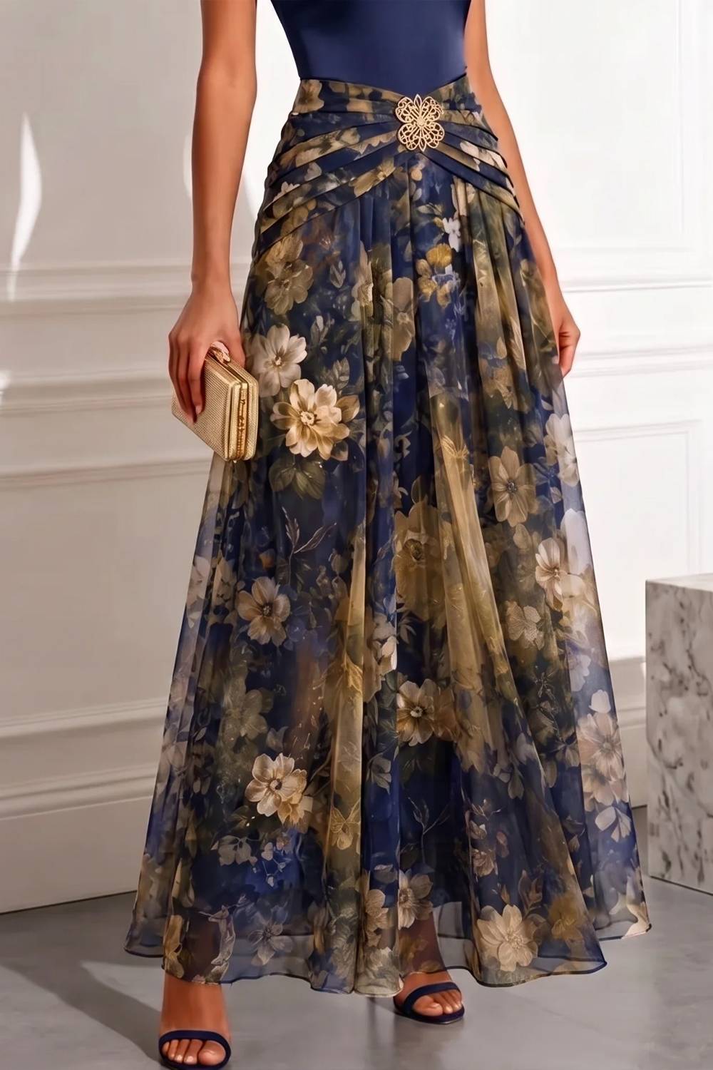 Vintage Floral Print Dress