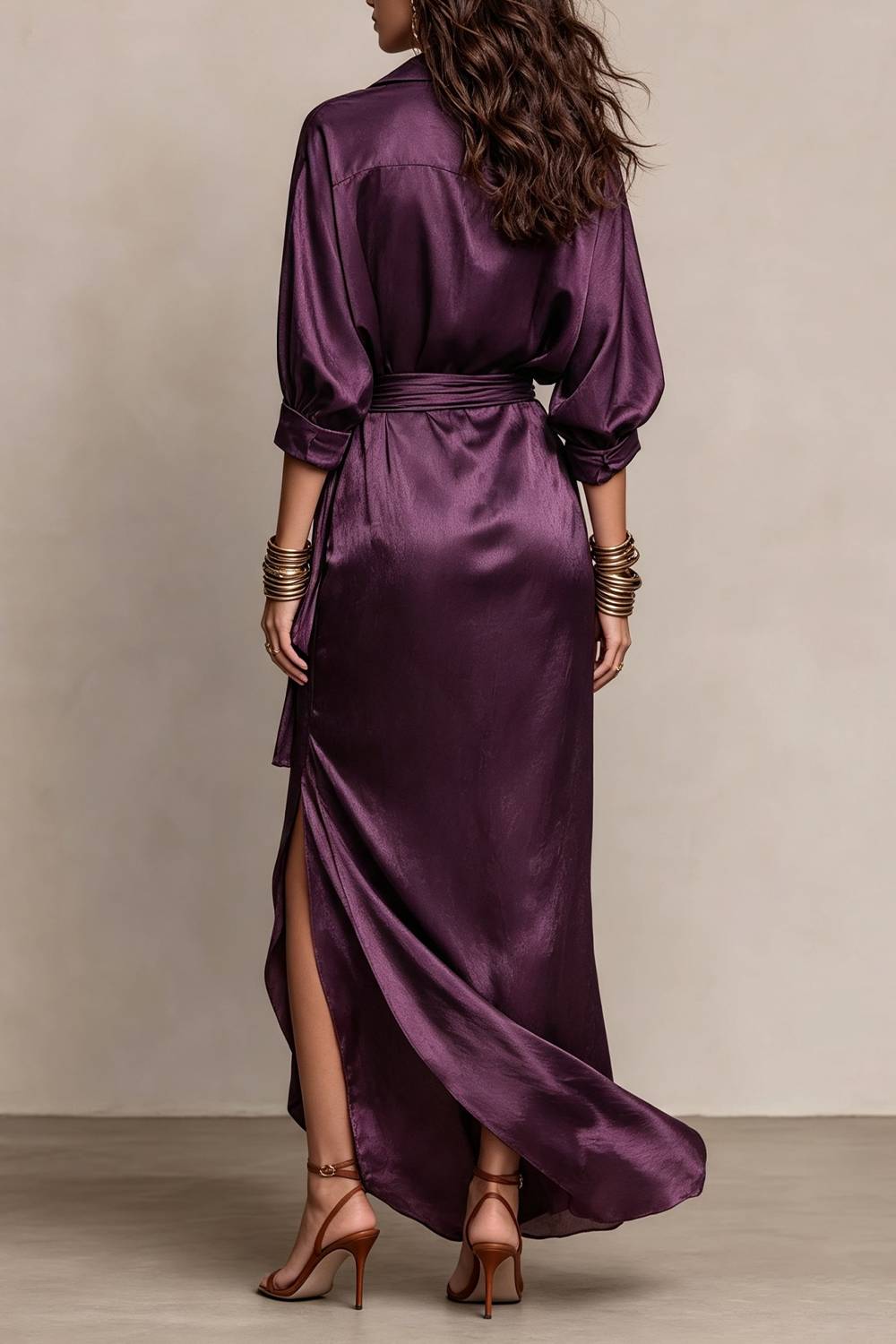 Satin Shirt Skirt Two-piece Set