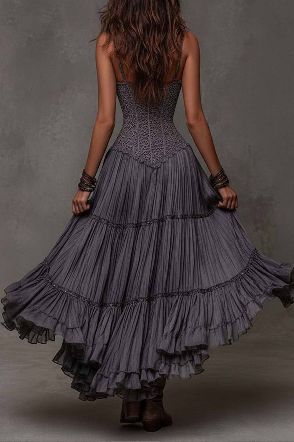 Robe nuisette bohème avec empiècements en dentelle