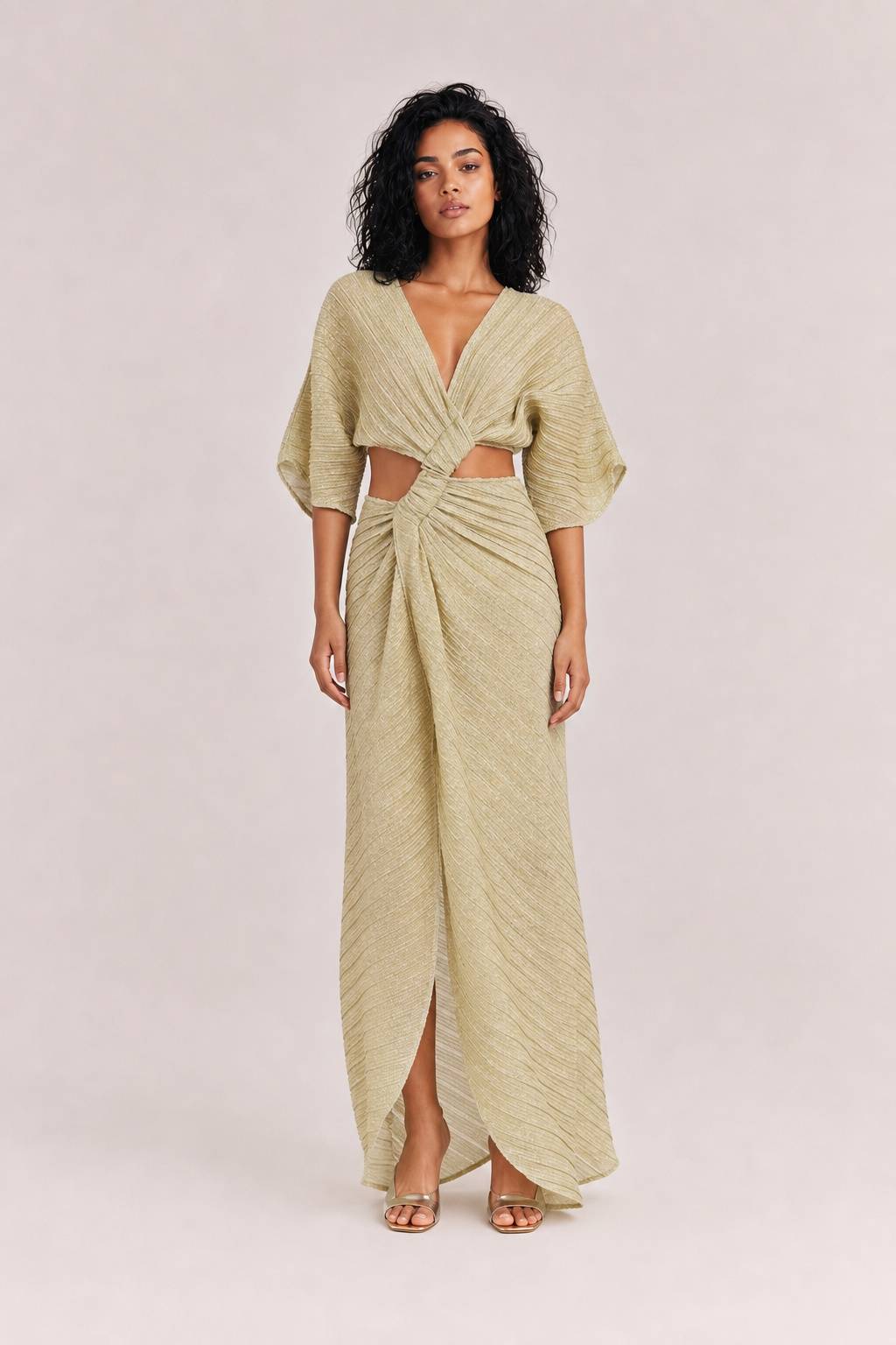 Sexy Twist-Front Cut-Out Maxi Dress