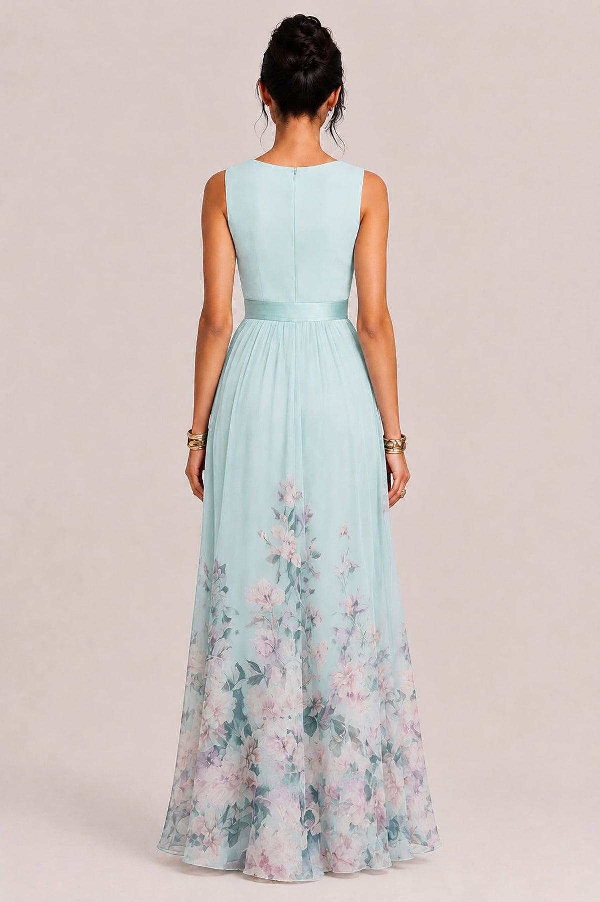 Elegant Floral Print V-neck Maxi Dress