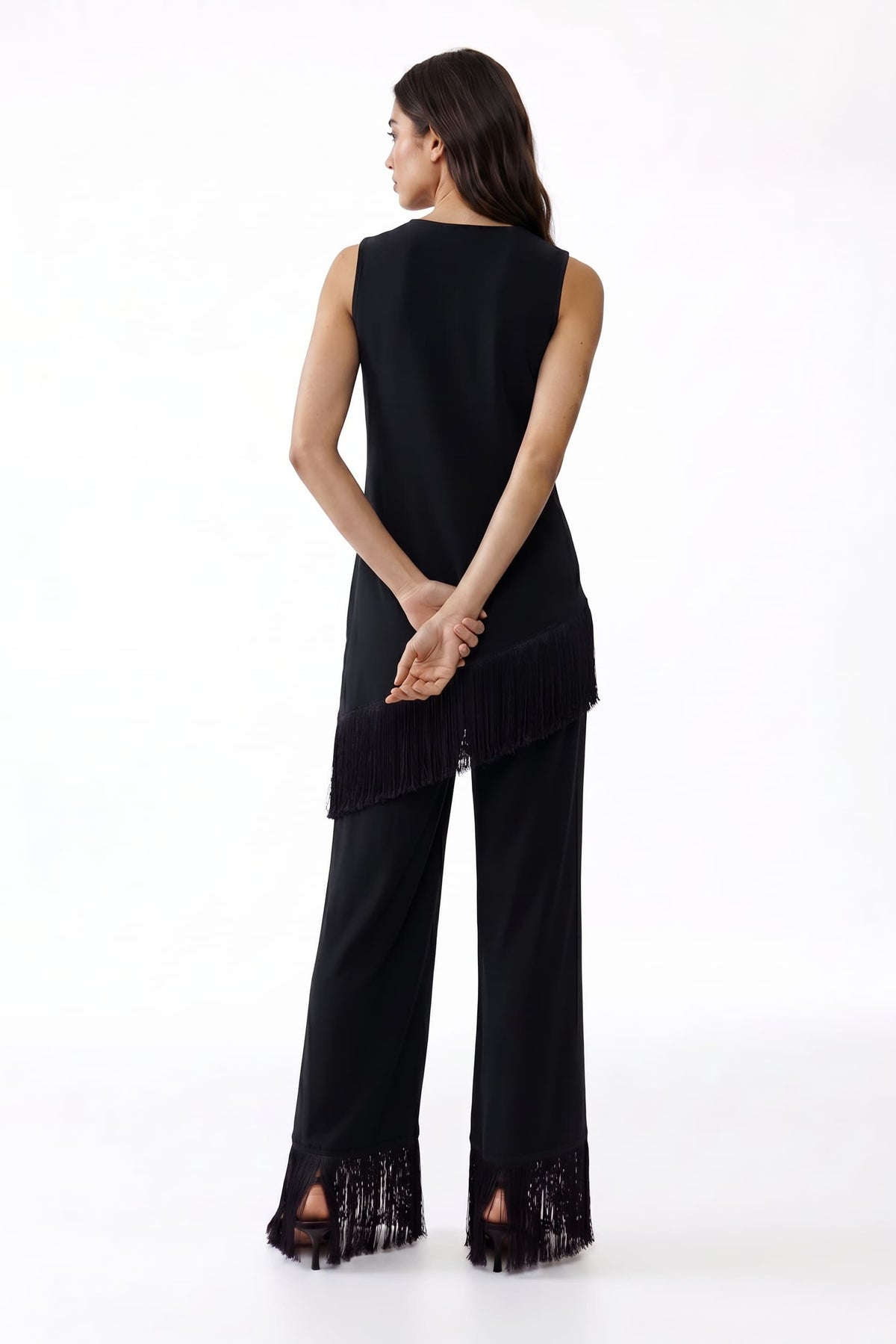 Tassel Design Top And Wide Leg Pants Set