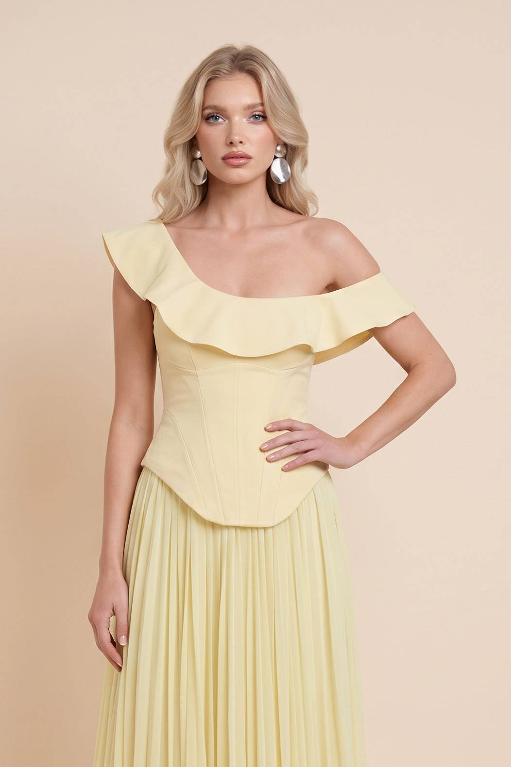 Off-Shoulder Asymmetrical Top And Skirt Set