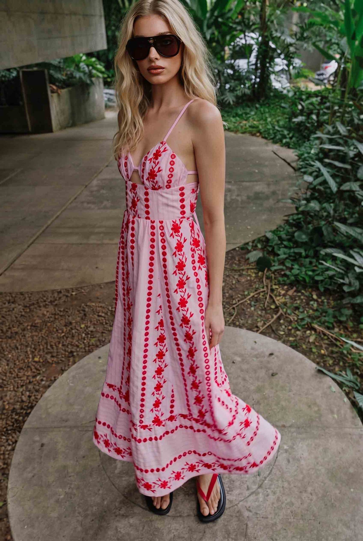 Hollow Design Sling Midi Dress