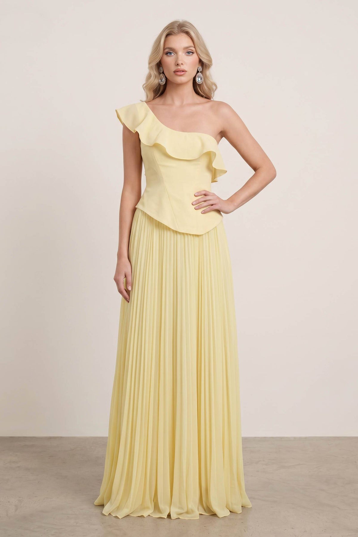 Off-Shoulder Asymmetrical Top And Skirt Set