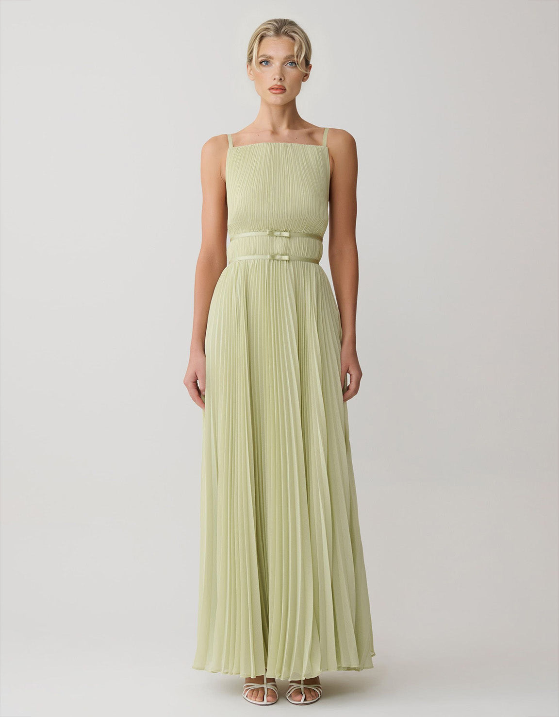 Elegant Pleated Strap Maxi Dress