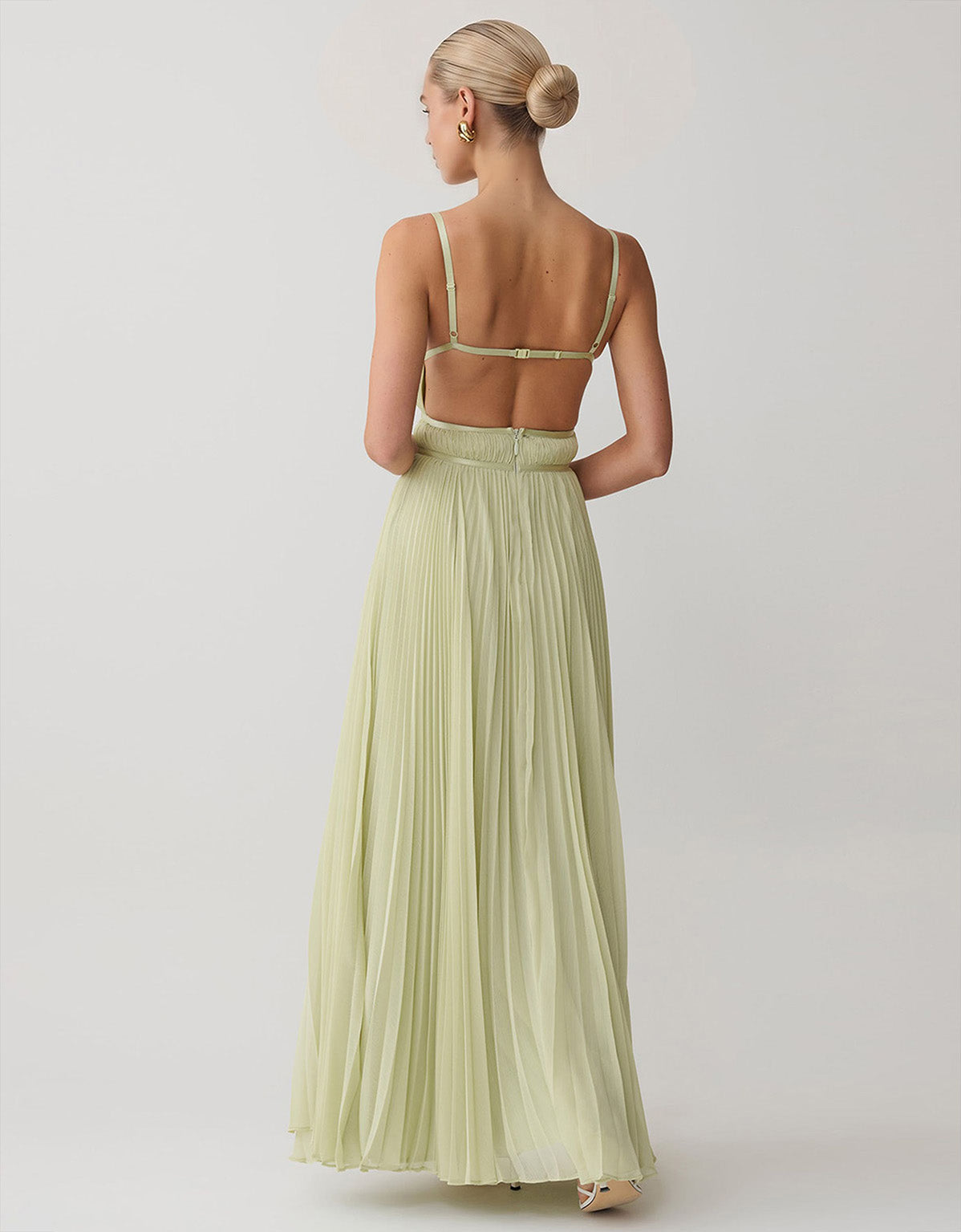 Elegant Pleated Strap Maxi Dress