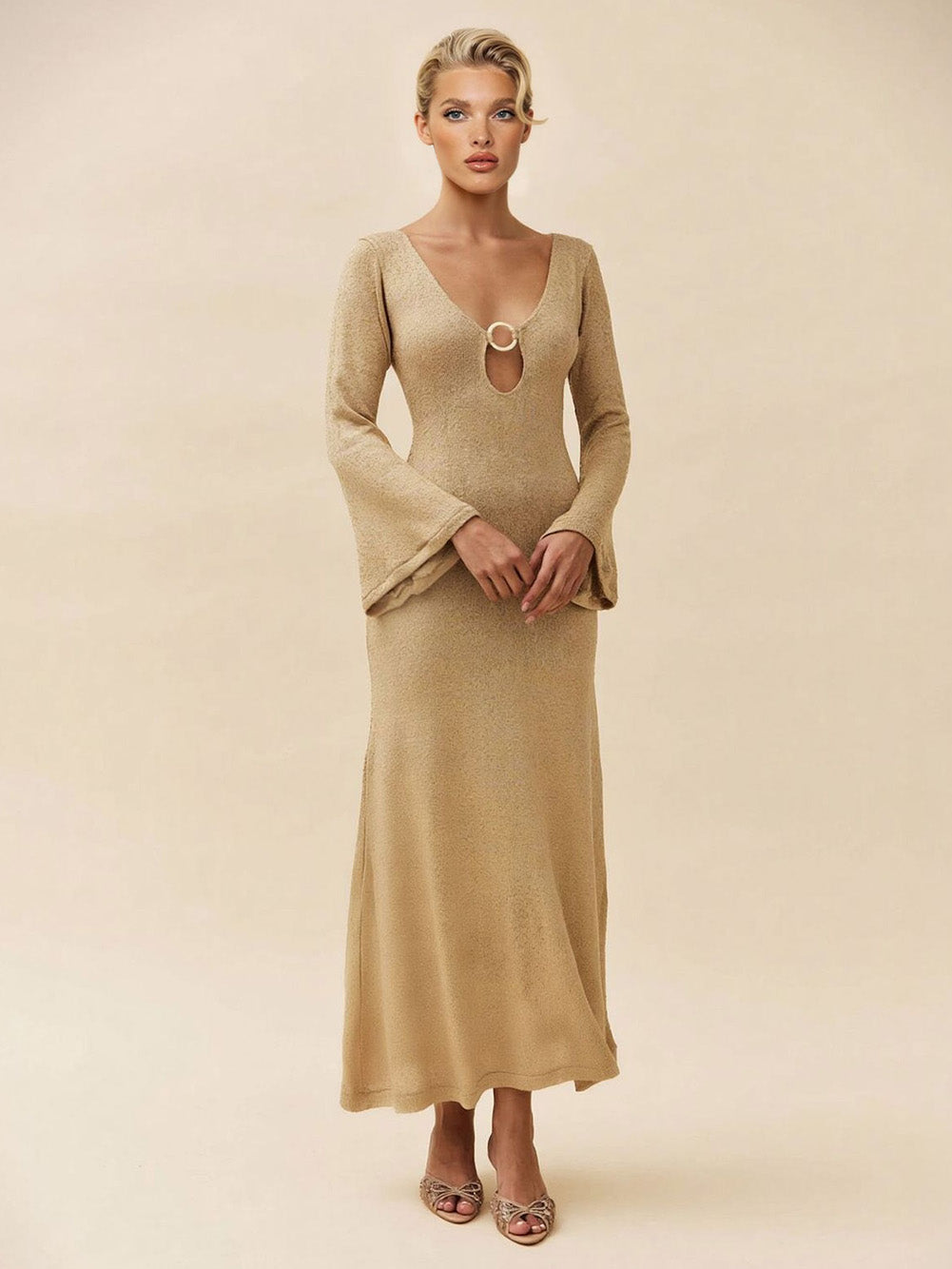 Casual Knit Keyhole Cutout Maxi Dress