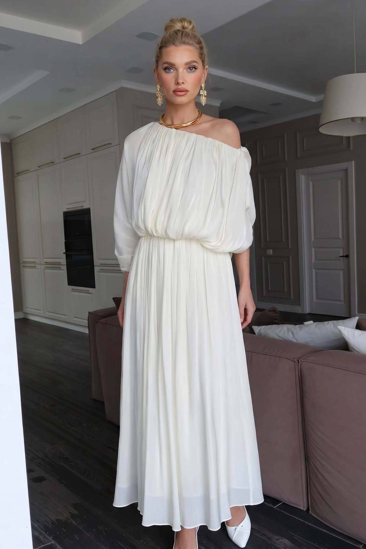 Multi-style Drawstring Design Maxi Dress