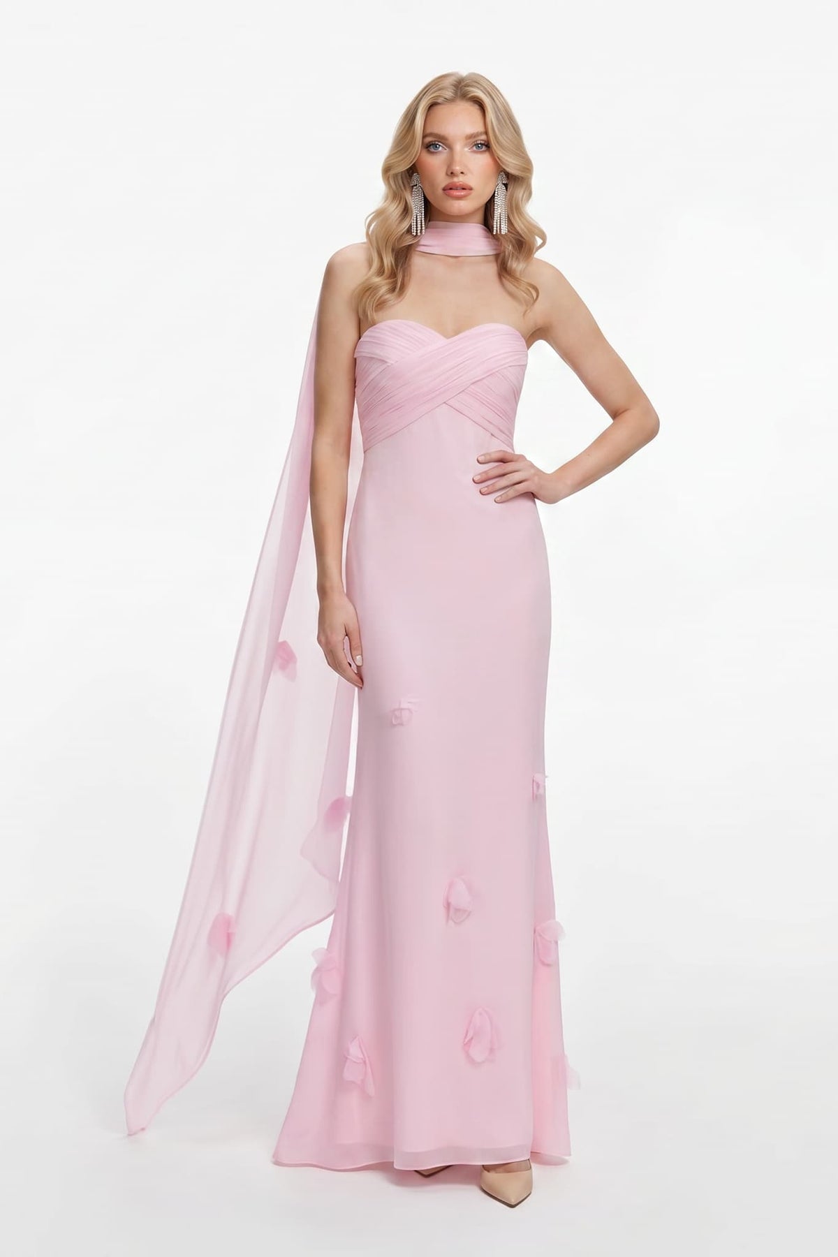 Flower Design Shawl Maxi Dress