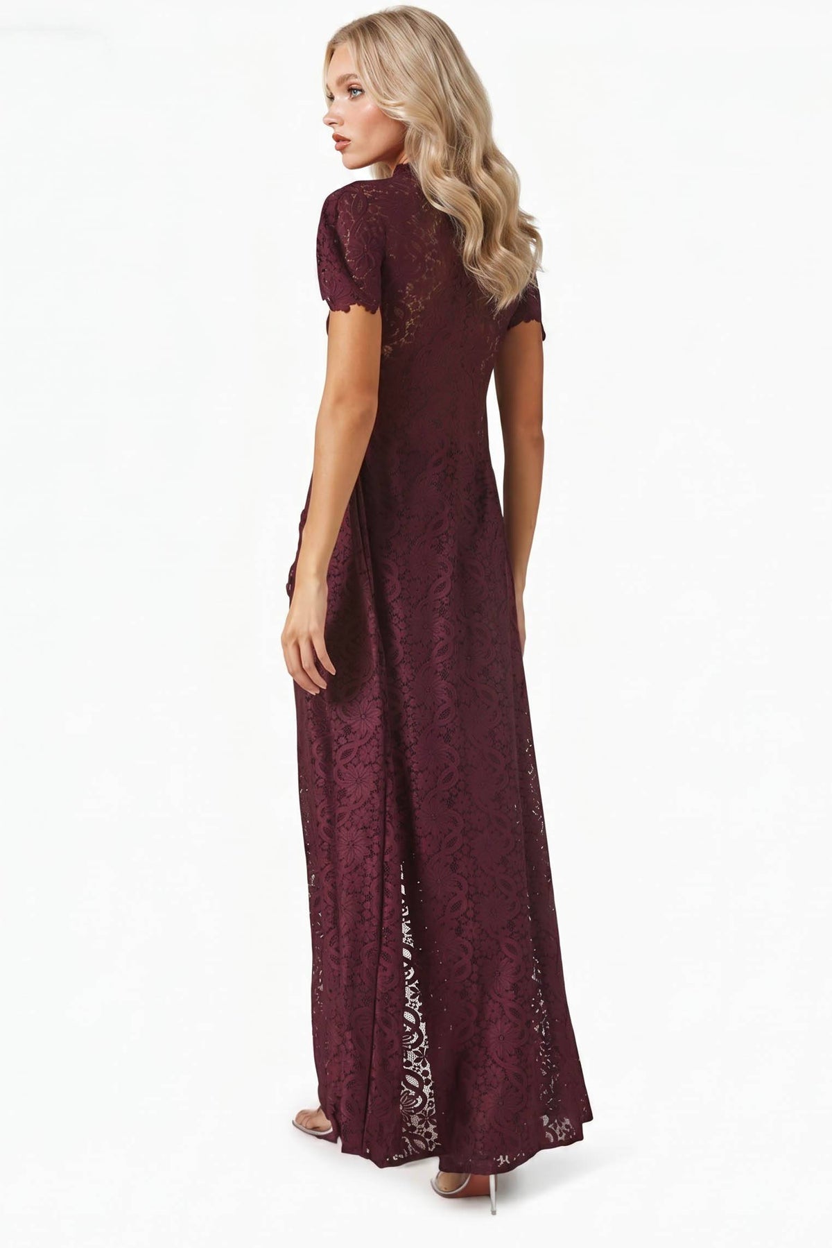 Lace Long-sleeved Top And Wide-leg Pants Set(Headscarf Not Included)