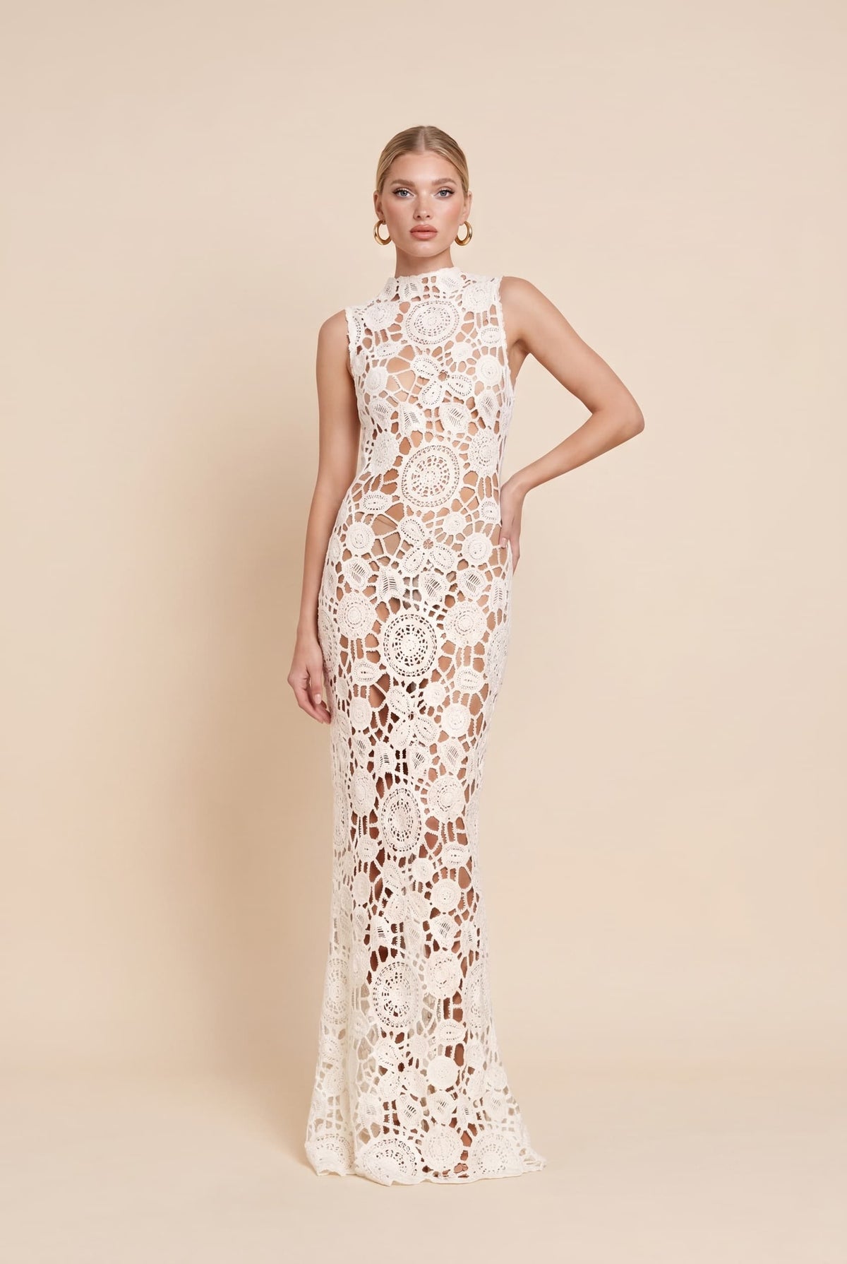 Vacation Style Lace Slim Maxi Dress