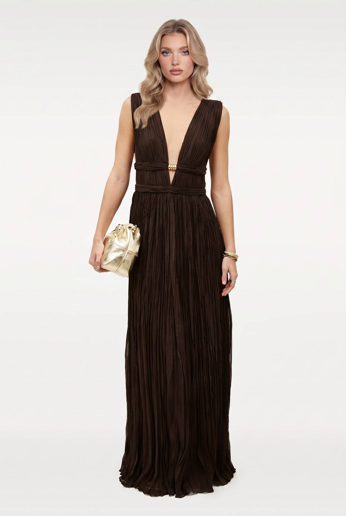 Deep V-Neck Maxi Dress